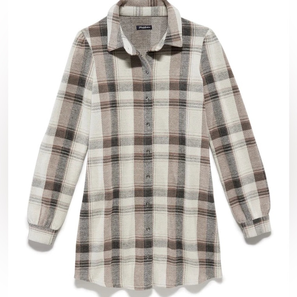 NWT Flag & Anthem Women’s Knit Flannel Plaid Dress pockets SOFT button down new - Picture 14 of 14